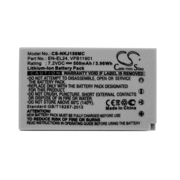 Battery for Nikon 1 J5 EN-EL24 ENEL24 VFB11901 Camera CS-NKJ150MC 7.2v 500mAh