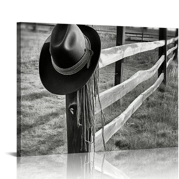 EastSmooth  Black and White Western Decor Cowboy Wall Art for Men's Bedroom Office Canvas Printed Poster Home Decoration Artwork Canvas Ready to Hang