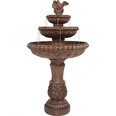 Sunnydaze 43 H Electric Resin and Concrete 3-Tier Pair of Doves Outdoor Water Fountain