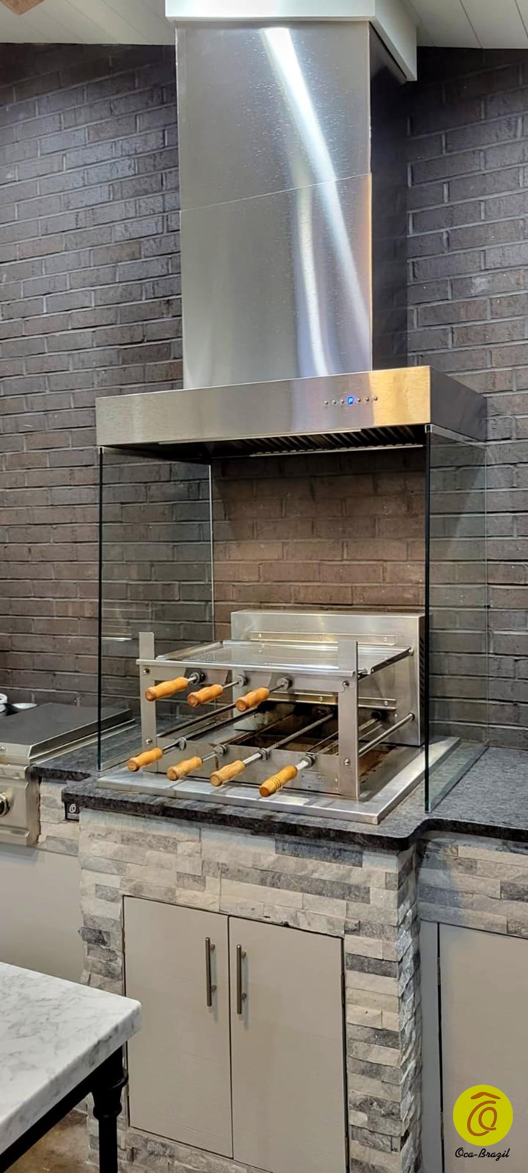Brazilian BBQ Charcoal Grill - 07 Skewers - Rotisserie System - Oca-Brazil