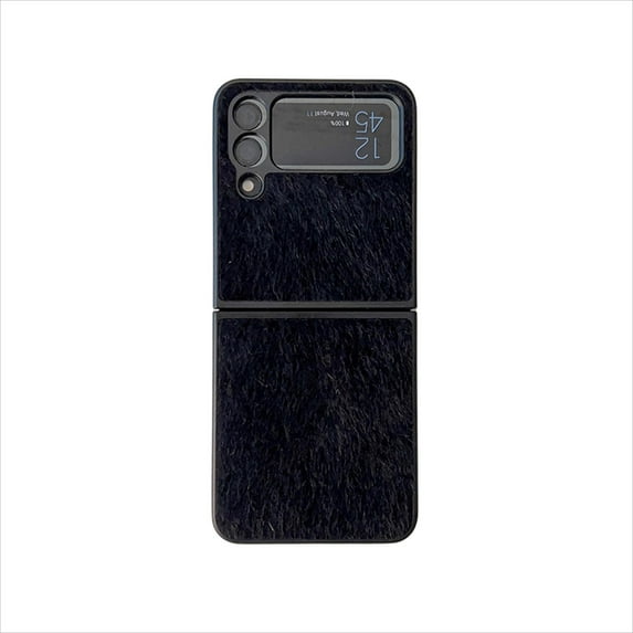 Elehold Fur Case for Samsung Galaxy Z Flip 3 6.7 inch with Shockproof,Black