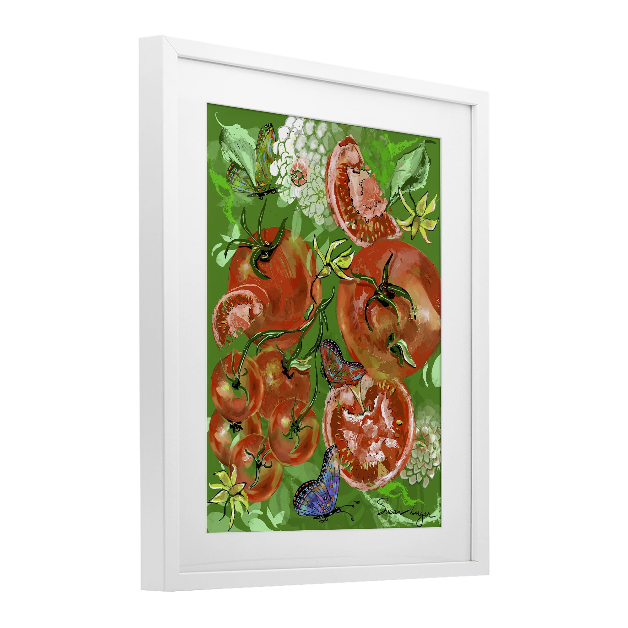 Stupell Industries Tomatoes Swirl Collage White Framed Print Under Glass, design by Susan Lugar