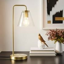 Modway Element 1-Light Modern Glass/Metal Table Lamp in Satin Brass