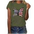 thumbnail image 2 of Fartey Womens American Flag Shirt Dressy Independence Day Short Sleeve Tops 4th of July Patriotic Tops Graphic Tees Loose Casual Going Out Blouses Army Green XXL, 2 of 4
