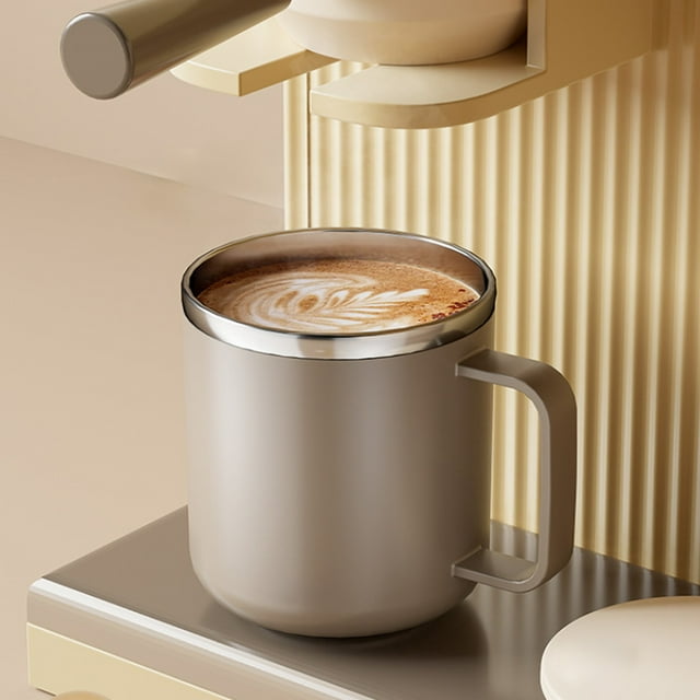 Taza de café de acero inoxidable 304 con aislamiento al vacío, vaso térmico de doble pared de 400 ml con asa y tapa, vaso de viaje hermético para bebidas frías y calientes.