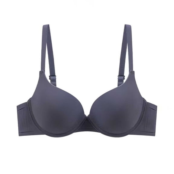BRGZLK Women's Push Up T-Shirt Bras Solid Color Seamless Anti-Sagging Underwire Padded Lightweight Lingerie Gray 40
