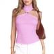thumbnail image 2 of Tops Sin Mangas con Cuello Halter, Plisados y Torcidos para Mujer, Modernos, Ajustados, Sin Mangas, con Aberturas, para Discoteca Rosa XL, 2 of 9