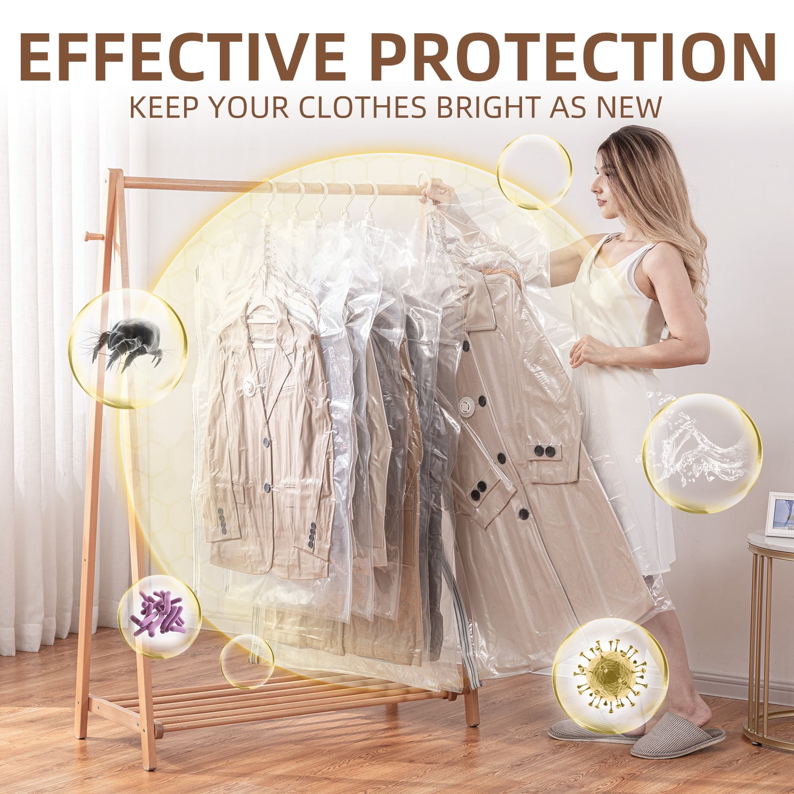 TAILI Hanging Vacuum Storage Bags Space Saver Vacuum for Clothing Suits and Jackets Organizers