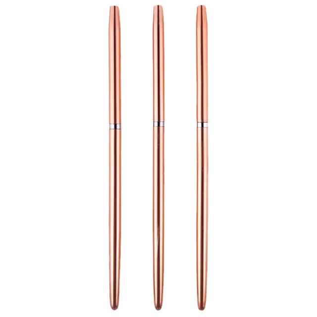Miangastore Ensemble de Pinceaux pour Ongles, Pinceaux pour Ongles, Design Compact Rose Doré 3 Pcs