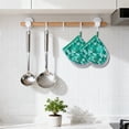 thumbnail image 2 of Unique Bargains Oven Mitts Pot Holders Heat Resistant Kitchen Glove Green 7.1x5.5inch, 2 of 7