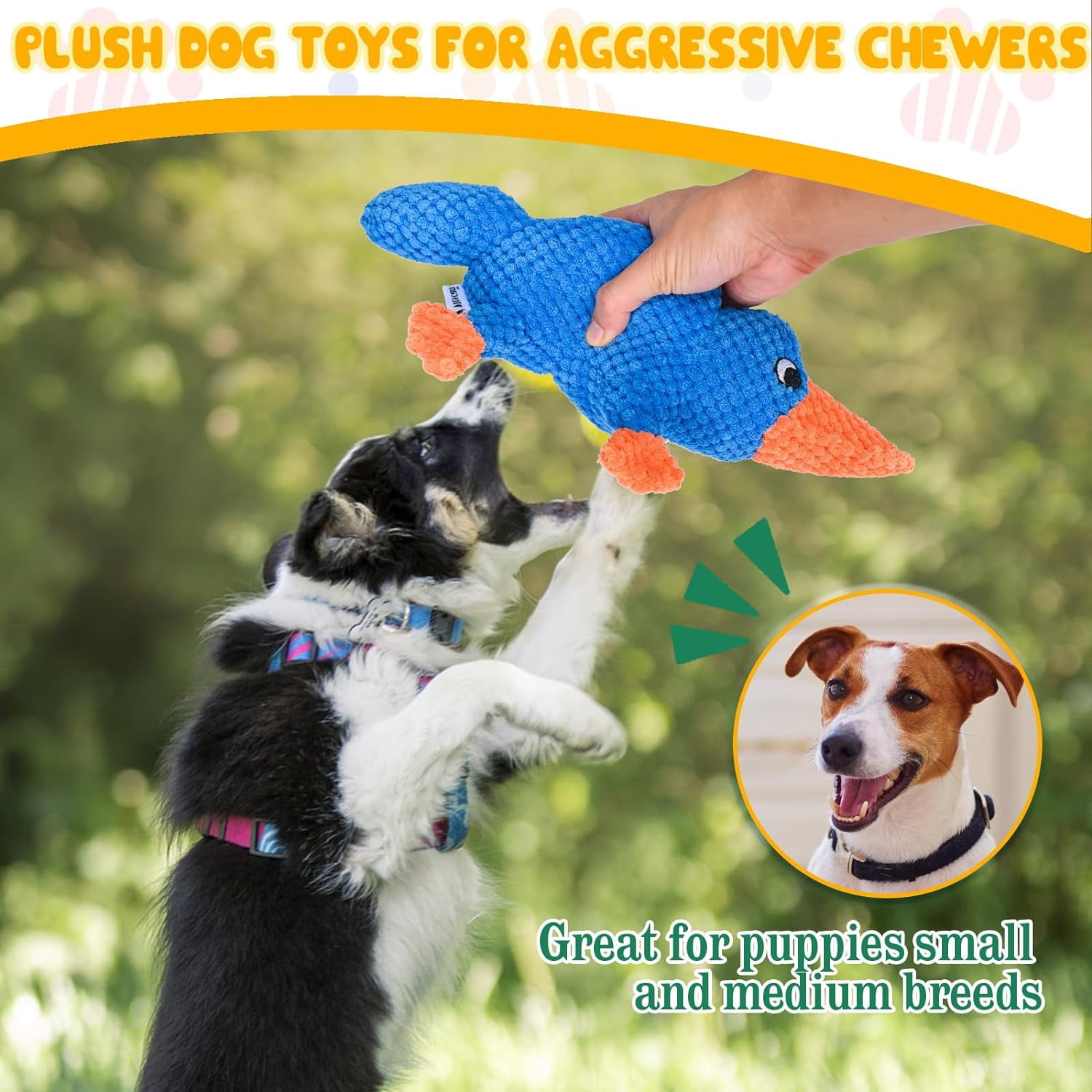 Aerqvix Durable Dog Toys for Small Large Dogs, Dog Chew Toy for Not Aggressive Chewers, Tough Squeaky Interactive Dogs Toys for Puppies Plush Puppy Toys Goose Pet Toy Puppy Chew Toys for Teething