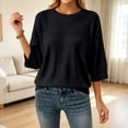 thumbnail image 2 of CAIXIA Lightweight Sweaters For Women Crewneck 3/4 Sleeve Loose Slim Long Sleeve Pullover Tops Thin Basic Clothes Layering Shirts Work Outfits Fall Winter Clothes,Black, 2 of 7