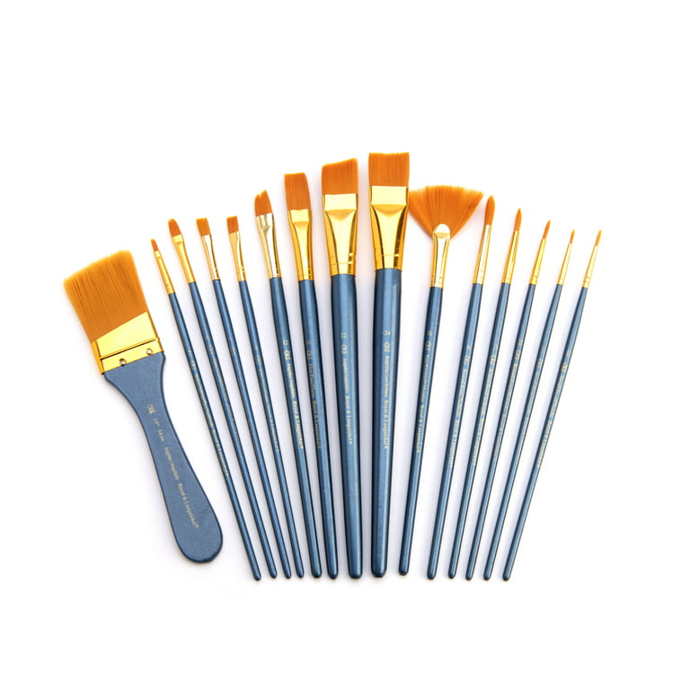 759 Golden Taklon Flat Brush - Synthetic Bristle with Blue Painted Handle -  Dala