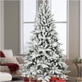 thumbnail image 2 of JERFIT 6ft Pre-Lit Flocked Artificial Christmas Tree, Snowy White PE/PVC Xmas Tree with 1100 Branch Tips, Hinged Design & Metal Stand for Holiday Home Decor, 2 of 10