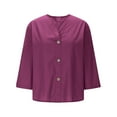 thumbnail image 6 of Yuanlook Women's Casual Tops,Crewneck 3/4 Sleeve T-Shirts Loose Fit Cute Basic Tops Tees Blouses - Hot Pink - XXXL, 6 of 8