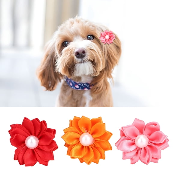 VANIDO 30PCS Colorful Pet Dog Hair Bows with Pearl Decor for Puppy Small Cats Grooming Accessories
