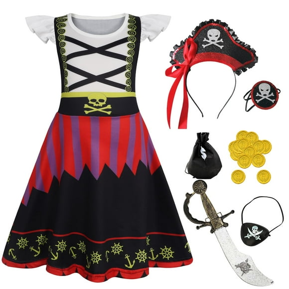 Disfraz de Pirata para Niñas Eledobby Vestido para Jugar 4T 5T
