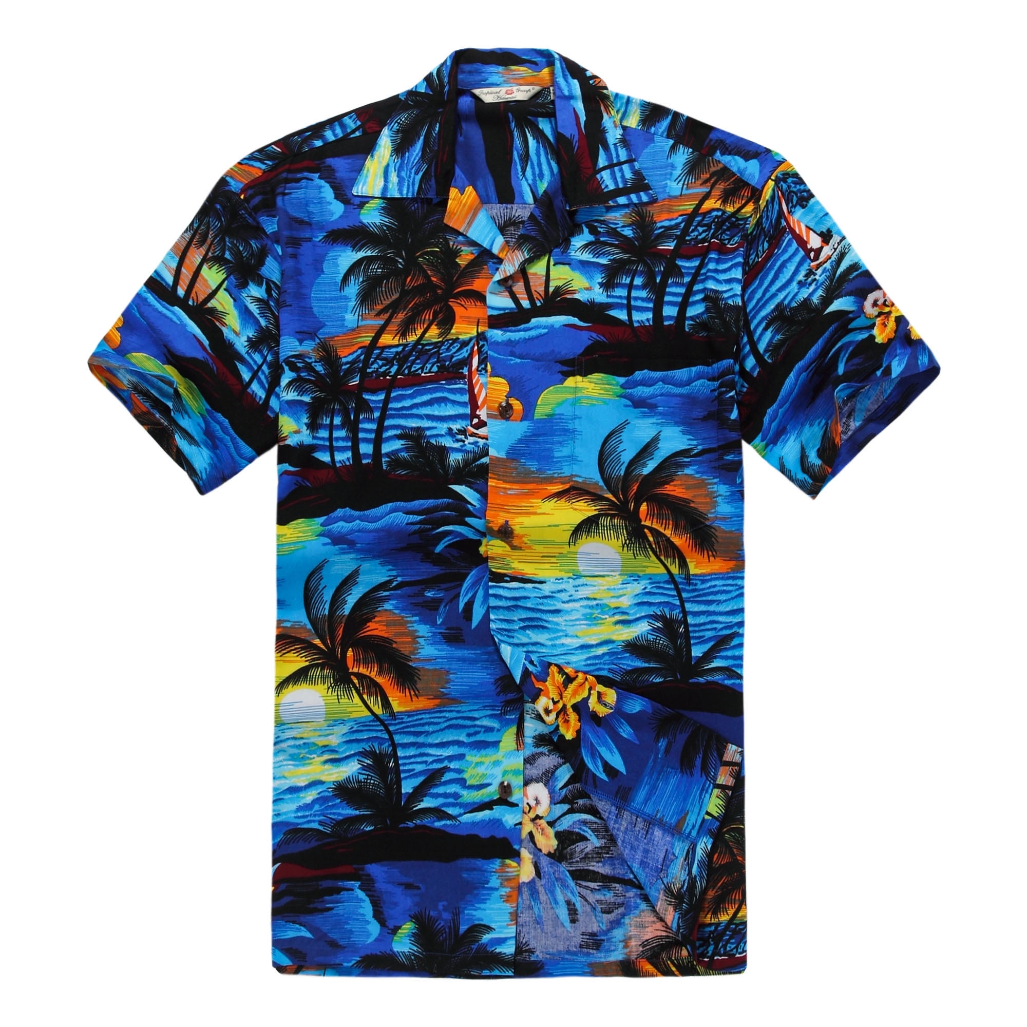 Palm Leaf Hawaiian Shirt Aloha Shirt. Men\u2019s Hawaiian Shirt Blue Hawaiian Shirt Made in Hawaii Hawaiian Shirt 2XL