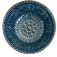 thumbnail image 4 of Round Stoneware Embossed Dinnerware Dish Set, 16 Piece, Ocean Teal and Green, 4 of 10