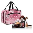 thumbnail image 6 of Travel Hanging Toiletry Bag with 4 Zipped Compartments Waterproof Makeup Accessories Spacious Cosmetic Bag Cherry Pattern with Bows Medium, 6 of 9