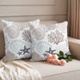 thumbnail image 2 of Gray Shell Coral Outdoor Waterproof Pillow Covers, Coastal Summer Beach Nautical Ocean Decorative Square Throw Pillowcase Sofa Cushion Sham for Patio/Couch/Chair, 18"x18" 2 Pack, 2 of 8