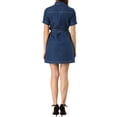 thumbnail image 3 of INSPIRE CHIC Women's Denim Dress Belted Full Placket Jean Dresses XL Dark Blue, 3 of 7