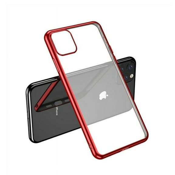 For iPhone 11 Pro Max Clear Silicone Case With Red Edge
