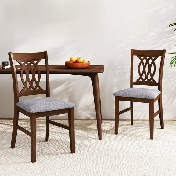 Auranook Dining Chairs Set of 2 w/Padded Seat, Hollowed Backrest & Rubber Wood Frame