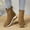 #048-Brown, variant on Women's Suede Wedge Heel Ankle Boots Comfortable Height Increase Side Zipper Warm Slim Fit Boots For Fall Winter Black Gray Beige Brown
