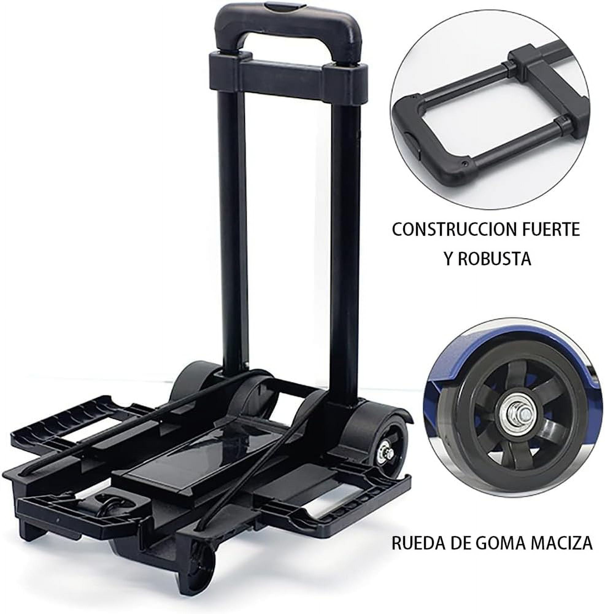 Foldable Hand Truck, 25kg Capacity Luggage Trolley with 2 Wheels and Adjustable Handle, Lightweight Aluminium Foldable Trolley for Home, Office, Shopping, Travel
