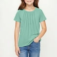 thumbnail image 5 of Girls T Shirts Short Sleeve Summer Pleated Crewneck Casual Tops Tees Blouses, 5 of 5