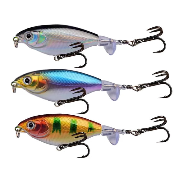 Ksopiavobs 3PCS Whopper Plopper Fishing Lure,Bass Fishing Lures Bass Top Water Fishing Lures Jerkbait Pike Lures,Trolling Bait with Aluminum Propellers Rotating Tail Artificial Bait