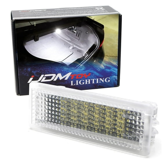 One Xenon White Full LED Cargo Area Light Assembly For Ford Mustang Fusion Escape Focus, Powered by 18-SMD LED Diodes, Replace Both OEM LED or Incandescent Trunk Lamp