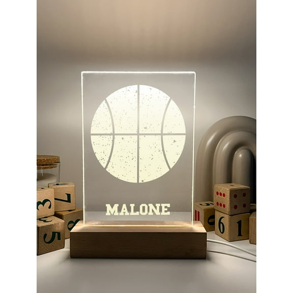 Custom Personalized LED Night Light Up Table Desk Lamp Sports Basketball School Team Player Basket Ball Fan Boys Girls Home Room Décor Gift