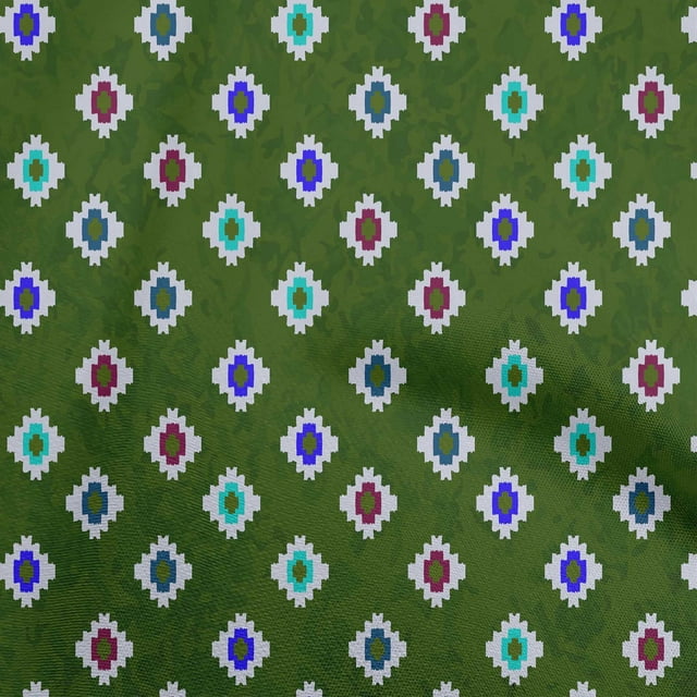 oneOone Cotton Poplin Twill Forest Green Fabric African Aztech Craft Projects Decor Fabric Printed By The Yard 56 Inch Wide