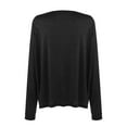 thumbnail image 4 of Lyinloo Women'S Loose One-Word off-Shoulder Button Long-Sleeved T-Shirt top, 4 of 5