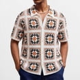 thumbnail image 1 of Ceisia Men's Summer Lightweight Granny Square Patchwork Open Knit Short Sleeve Button Down Cardigan for Casual and Vacation Wear Multicolor XXL Gifts, 1 of 9