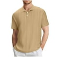 thumbnail image 2 of Blusa y camisa de manga corta con cuello vuelto para hombre, color liso, informal, holgada, con botones, de poliéster, 2 of 6