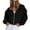 Black, variant on Women's Oversized Solid Color Zip Up Hoodie with Raglan Sleeves, Cropped Length Pullover Sweatshirt, Soft Breathable Casual Streetwear Top for Daily Wear, Parties and Vacation Outfits Black L