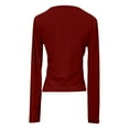 thumbnail image 4 of SNKSDGM Female T-Shirts Long Sleeve Shirts for Women Working Out Women's Basic Ribbed Knit Square Neck Long Sleeve T Shirt Fall Fashion Casual Stretch Fit Comfortable Top for Girls and Teens Xl, 4 of 5
