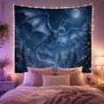 thumbnail image 2 of Moon Stars Dragon with Outstretched Wings Dominating Scales, Mystical Fantasy for Space Lovers, Galaxy Room Decor, Christmas Gift, Tapestry Wall Hanging for Bedroom and Dorm, 2 of 7