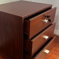 thumbnail image 3 of GVN Nightstand, Bedside Table,Three Drawer Nightstand Locking Top Drawer Metal Drawer Glides Metal Bar Handles Mahogany Color, 3 of 5