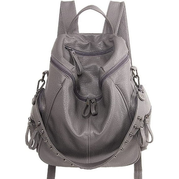 JUYGO Women PU Leather Backpack Fashion Casual Shoulder Bag Large Capacity Handbag Retro Travel Bag School Purse