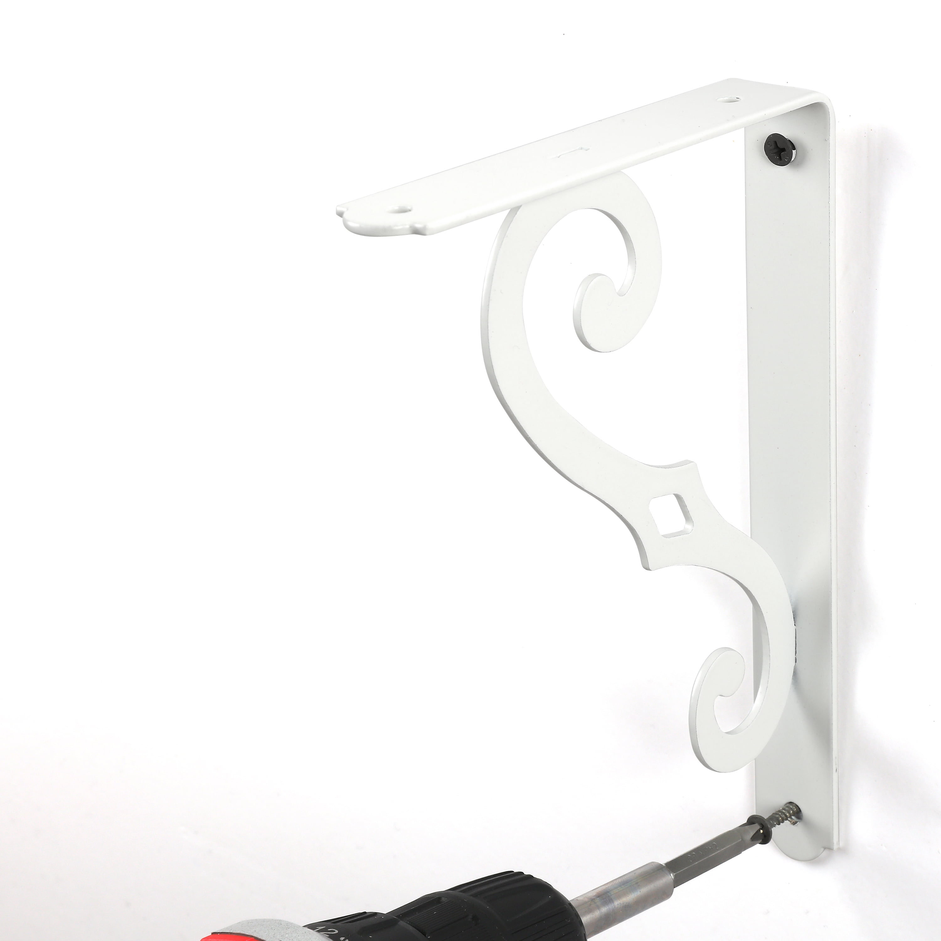 Hyper Tough 8 x 5-1/2-Inch White Metal Decorative Shelf Bracket, Steel