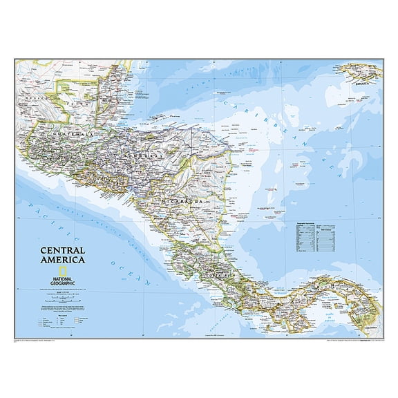 National Geographic Reference Map National Geographic Central America Wall Map - Classic (28.75 X 22.25 In), (Paperback)