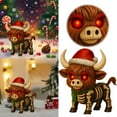 thumbnail image 1 of Statue Festive de Taureau aux Yeux Rouges avec Chapeau de Père Noël, Ornement de Bureau pour Décoration et Idée de Maison pour les Fêtes, 1 of 4