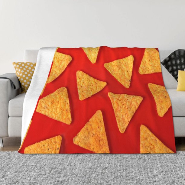 Fotbe Tortilla chips Manta de Franela con Estampado, Manta Ultrasuave para Cama, Sofá, Auto, Hipoalergénica y Antibolitas-40"x30"
