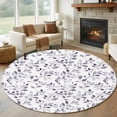 thumbnail image 3 of Country Watercolor Leaf Round Area&nbsp;Rug 7ft Purple Leaves Plant Non-Slip&nbsp;Washable Circle Rugs Soft Felt Indoor Floor Mat for Bedroom Kitchen Living Room Bathroom, 3 of 9