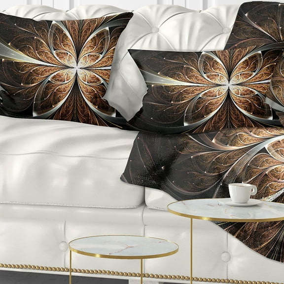 Designart 12" x 20" Brown Polyester Throw Pillow
