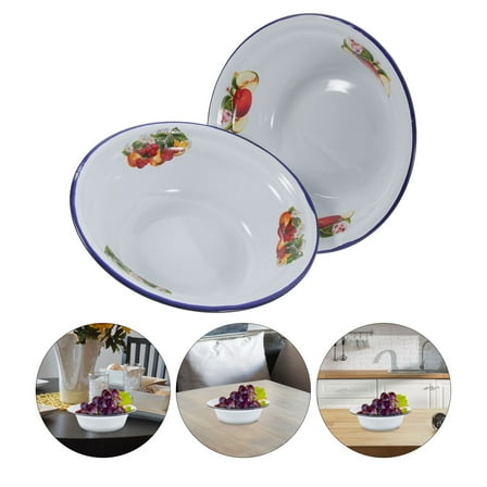 FOMIYES Large Capacity Enameled Basin White 2Pcs 6.3X4.1X2.0In